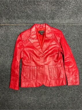 Vintage red leather blazer 12 modern folk layering jacket chic colorful staple